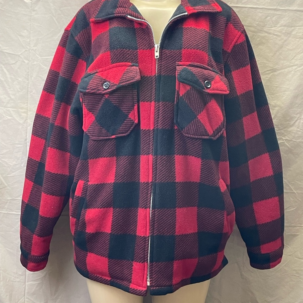 Maxxsel buffalo plaid polar fleece jacket size medium red, and black